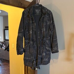 American Eagle Outfitters Charcoal Camouflage Military Jacket